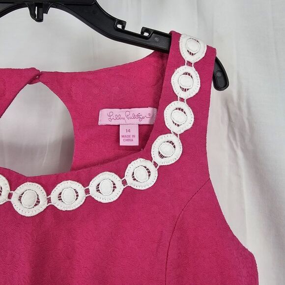 Pink Sleeveless Kids Dress with White Accents - Picture 5 of 8